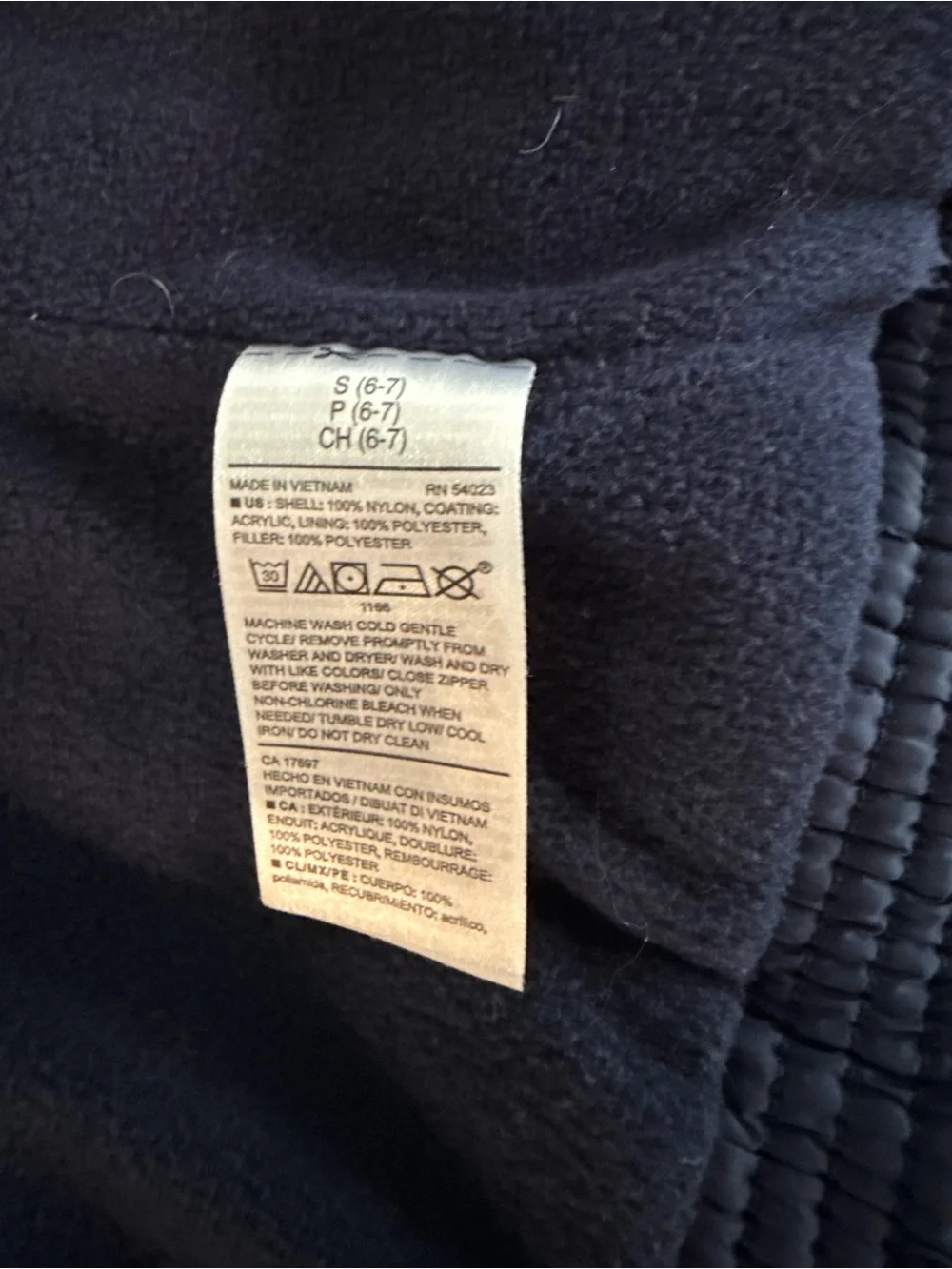Old Navy Girls Small (6/7) Navy Puffy Vest